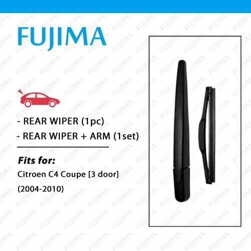 FUJIMA Rear Wiper Blade and Arm for Citroen C4 Coupe 3 Door (2004-2010) Back Window Windscreen Rear Wiper Arm