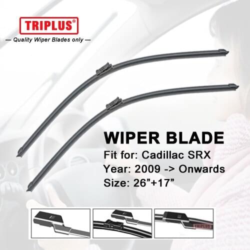 Wiper Blade for Cadillac SRX (2009-Onwards) 1 set 26"+17",Flat Aero Beam Windscreen Wiper Boneless Windshield Soft Wiper Blades