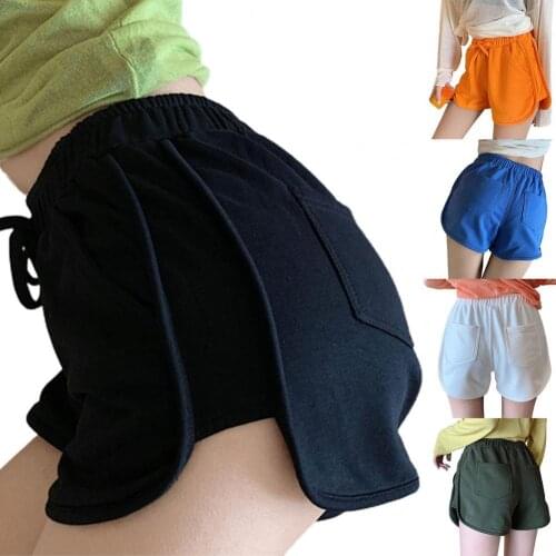 50% Hot Sales All Match A Line Girl Shorts High Waist Drawstring Pockets Sport Shorts for Summer