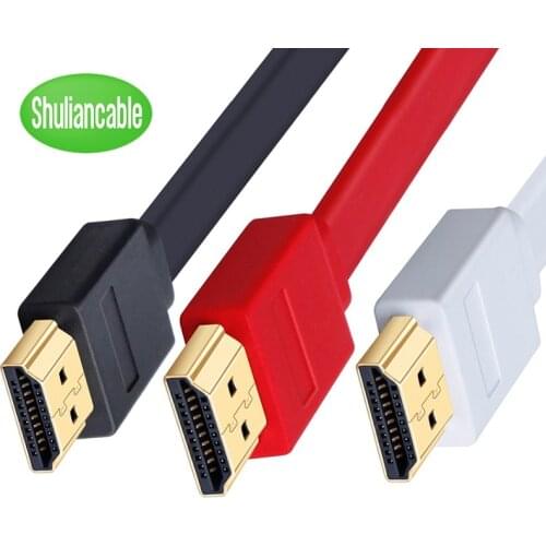 Shuliancable Flat HDMI Cable High speed 1080P 3D gold plated for HDTV XBOX Projector computer 0.3m 1m 1.5m 2m 3m 5m 7.5m 10m 15m