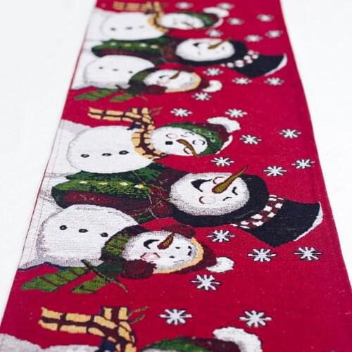 1 PCS Christmas Elk Snowman Cotton Linen Table Cloth with Tassels Embroidered Christmas Dinner Party Table Decoration Red