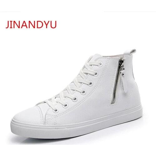 High Top Sneakers Leather Casual Shoes Fashion Sport Shoes Men Original White Black Shoes Man Sneakers Homme Lace-up Shoe Men