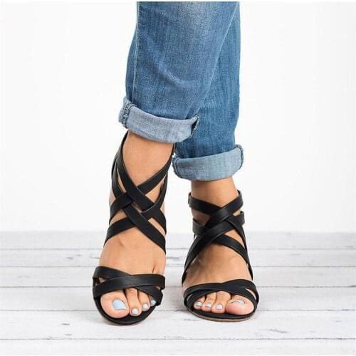 Women Sandals 2020 Fashion Low Heels Sandals For Summer Shoes Woman Casual Block Heel Zapatos Mujer Plus Size 43 Sandale Femme