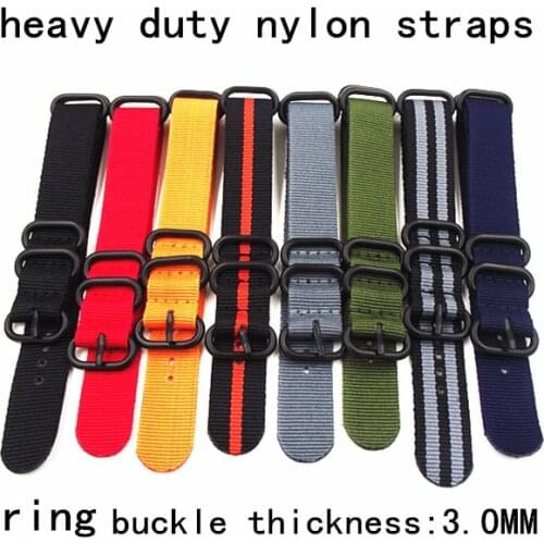 1PCS Heavy duty nylon straps 20mm 22mm 24mm Nylon Watch band NATO strap zulu strap watch strap ring buckle -HDNS001