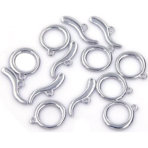 10 Sets OT Toggle Clasps S Shape Metal Silver Tone For Charm Bracelets Jewelry DIY Finding 18mm