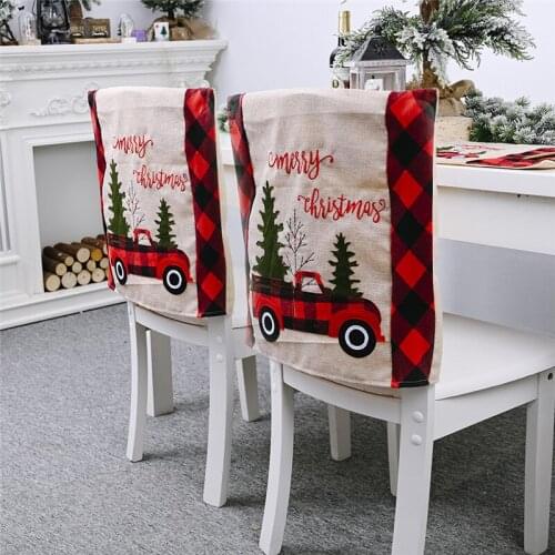 10 Pcs Lattice Car Christmas Tree Dining Chair Cover Cap Dinner Chair Xmas Cap For Home Kitchen Dining Room Decor Wholesale X2
