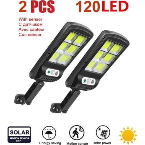 2pcs tabular oblong 120 LED Solar Power PIR Motion Sensor Flood Wall Light Waterproof Outdoor Indoor Garden Security Solar Lamp