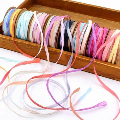20yards/lot Degradable Natural Plant Fibres Gradient Ribbon for DIY Bouquet Card Gift Box Packing Wedding Decoration Lace Ribbon