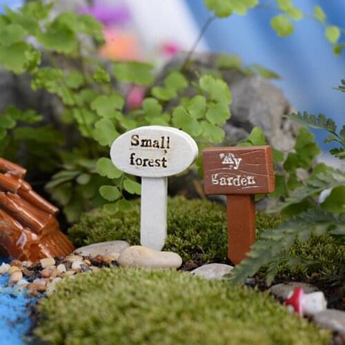 3Pcs Resin sign board bonsai Figurines Micro Landscape Crafts signboard miniatures fairy garden moss terrarium decor