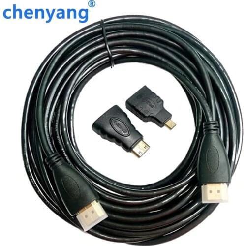 3 in1 HDMI TO Mini Micro HDMI Cable for Xbox 360 HDTV 1080P Mobile Gold Plating HDMI TO HDMI Adapter
