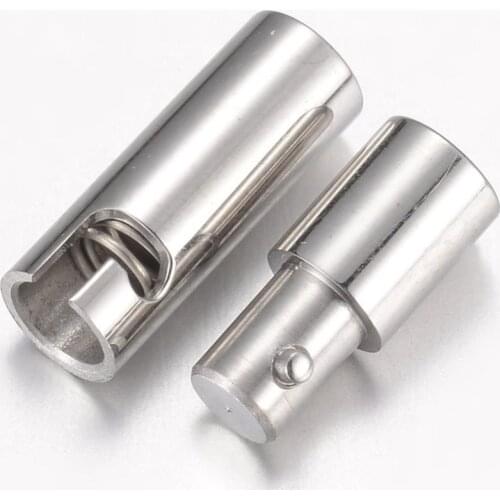 304 Stainless Steel Bayonet Clasps, Stainless Steel Color, 15.5x4mm, Hole: 3mm