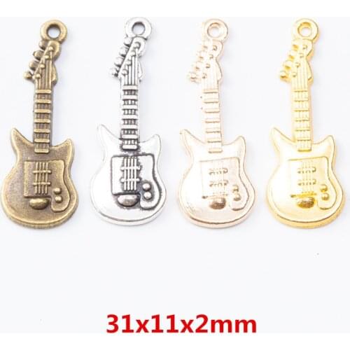 45 pieces of retro metal zinc alloy guitar pendant for DIY handmade jewelry necklace making 7223