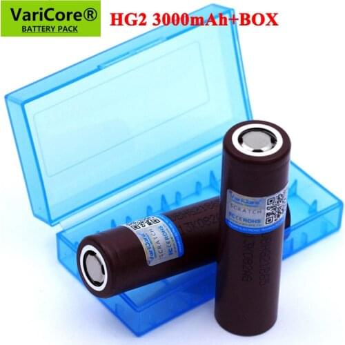 VariCore New Original HG2 18650 3000mAh battery 3.6V discharge 20A, dedicated Power Rechargeable battery + Storage box