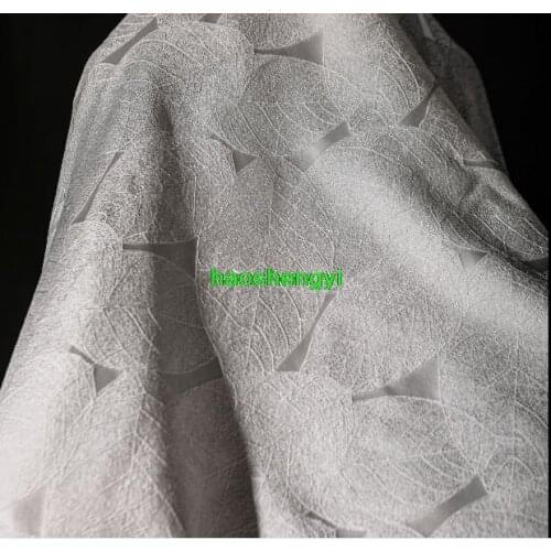 White big leaf linear jacquard fabric, gradient texture, national style creative jacket apparel fabric