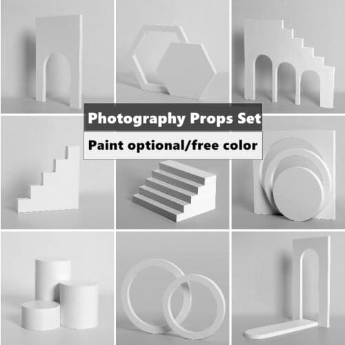 White Cube Wood Photography Ornaments Shooting Props for Photo Studio Solid Color High Density Board Photographic Backdrop