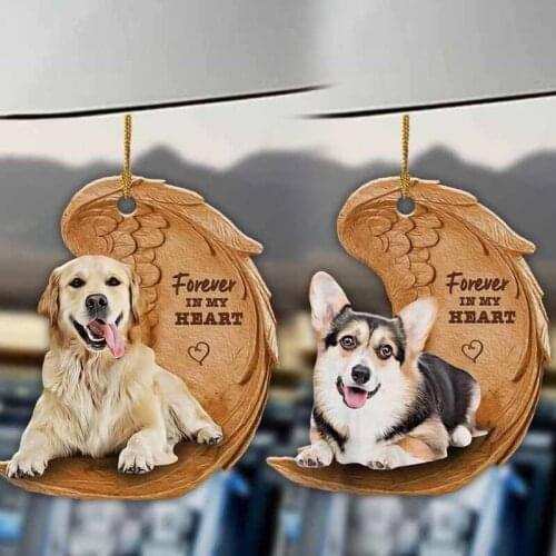 15Styles Cute Sleeping Angel Dog Wing Dog Hanging Ornament Cartoon Pendant Bag Keychain For Rear View Mirror Decoration