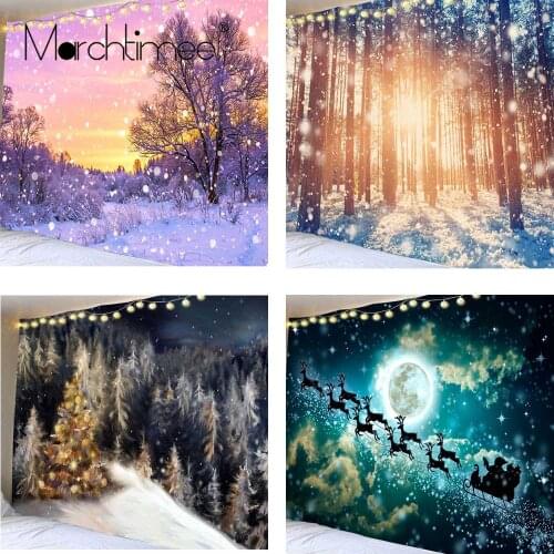 Hippie Home Decor Psychedelic Wall Tapestry Blanket Santa Snow Tree Wall Hanging Tapestry Mandala Throw Yoga/Beach Carpets/Mats