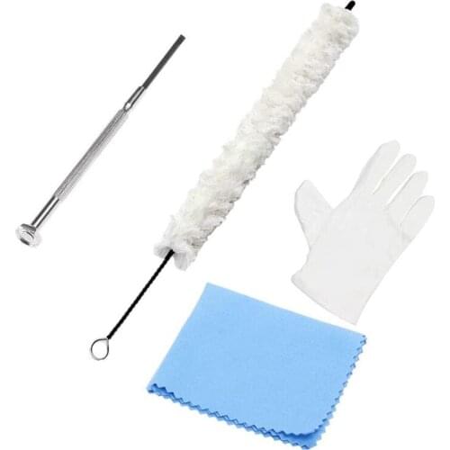 Flute Cotton Cleaning Brush Kit Includes 1Pcs Cleaning Brush, 1Pcs Screwdriver ,1 Pair Gloves and 1Pcs Cleaning Cloth
