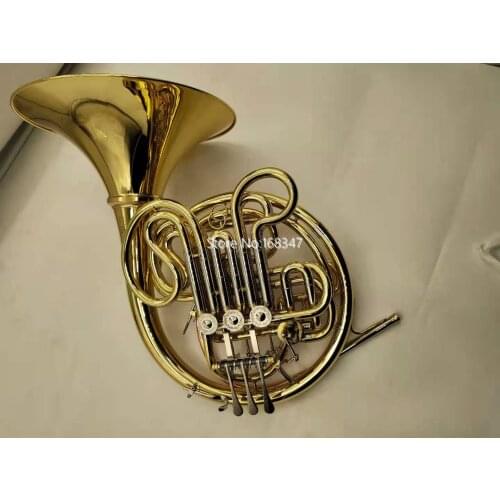 Hot Selling 4 Keys Bb/F Double Bach French Horn Brass gold Colour Professional Musical instrument with case