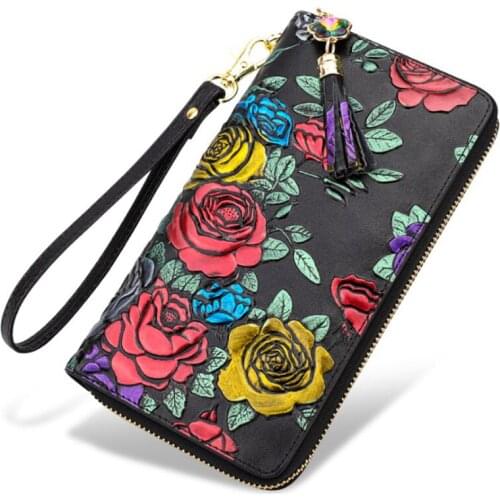 High Quality Genuine Leather Women Wallet Rose Wallets Coin Purse Female Clutch Fashion 3 Fold Long Wallet portefeuille femme