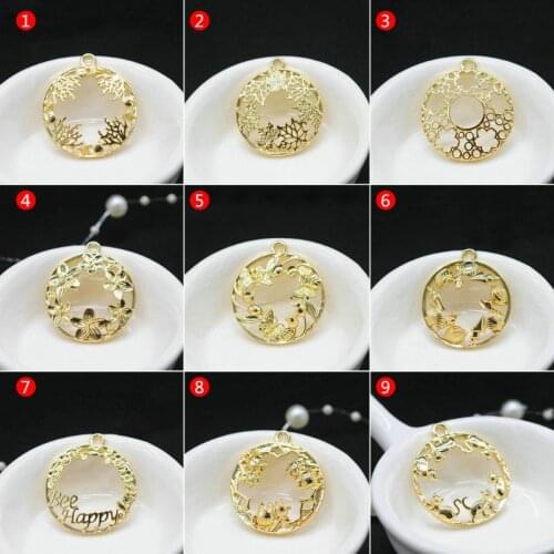Metal Frame DIY Epoxy Resin UV Crystal Silicone Molds Accessories Golden Floral Animals Jewelry Pendant Necklace Making Charms
