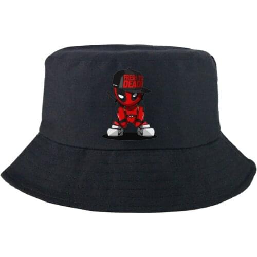 Disney Marvel Deadpool Fashion Bucket Hat Summer Outdoor Fashion Cool Bob Hat Double-sided Panama Cap Sunbonnet Fisherman Hat