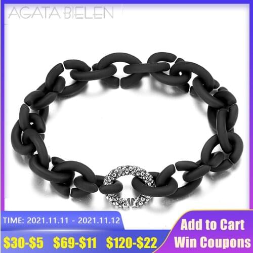 Fashion black Hard Rubber Bracelets clips bead For Women Jewellery European style Bracelet Men Jewelry Diy Gift