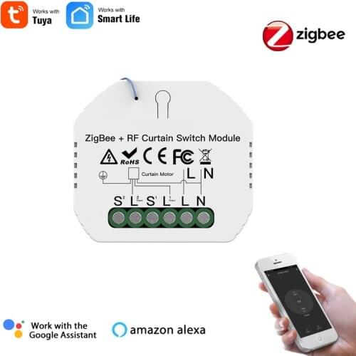 Tuya ZigBee Mini Curtain Switch,RF433 Timer Module for Roller Blinds Shutter/AC Motor,Tuya Smart Life,Alexa Google 110V 220V
