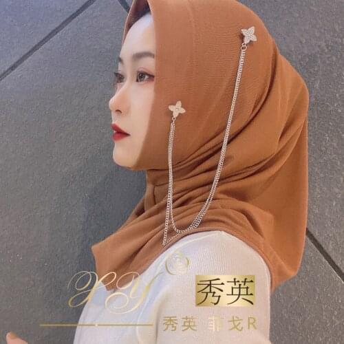 2021 Dubai Hijab Cheap Musulman Cap Underscarf Chains