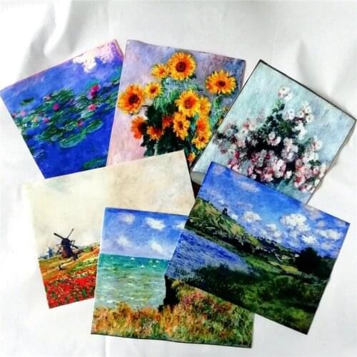 NEW 15*20cm mix6 Mona oil painting mini fabric Sewing Craft Patchwork Scrapbooking Fabric For Purse Canvas HandDyed Fabric SL172