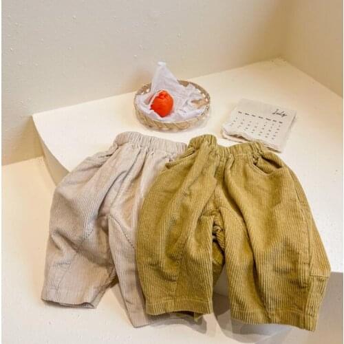 2021 new girls boys corduroy long pants cotton autumn cool kids pants