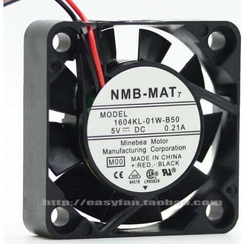 NEW NMB-MAT Minebea 1604KL-01W-B50 4010 5V 0.21A 4CM Double Ball bearing cooling fan