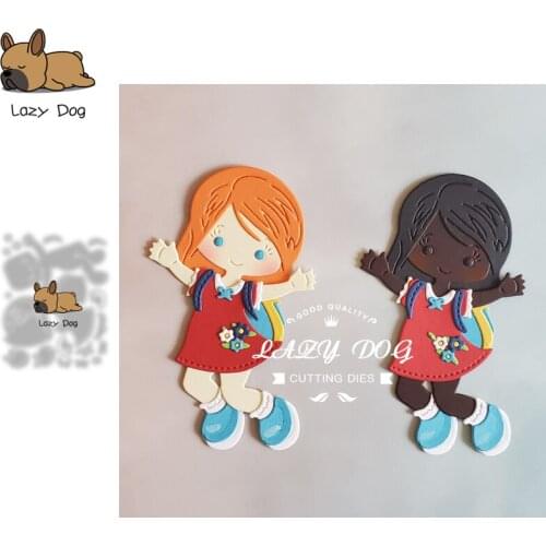 Girl student going home Metal Cutting Dies Scrapbooking Stencil DIY Mold Craft Embossing Die Cuts Card Making New Dies For 2021