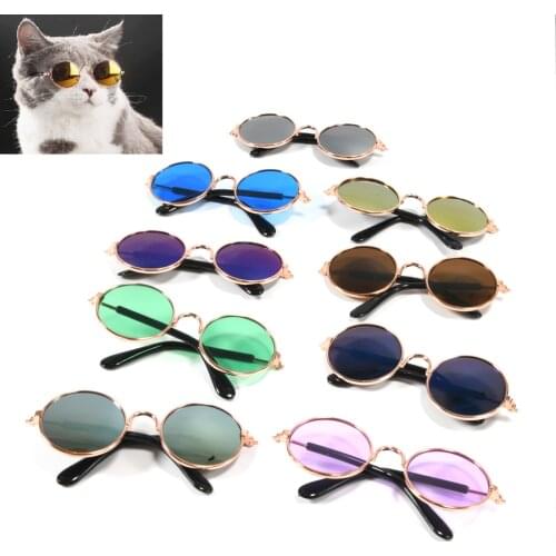Pet Products Lovely Vintage Round Cat Sunglasses Reflection Eye wear glasses For Small Dog Cat Pet Photos