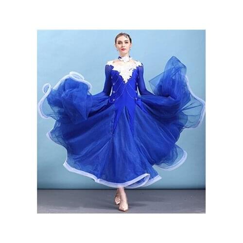 Modern dance clothes female national standard ballroom dancing performance dress social dance costumes full-skirted dress MQ288