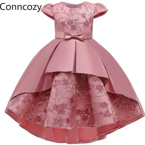 Sequined Girls Trailing Birthday Party Girls Catwalk Costume Dress Flower Girl Dress Robes Irregular Birthday Dress Christmas