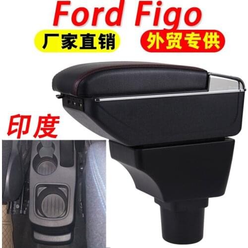For Ford Figo Aspire armrest box central Store content box with cup holder ashtray Can rise with USB accessory