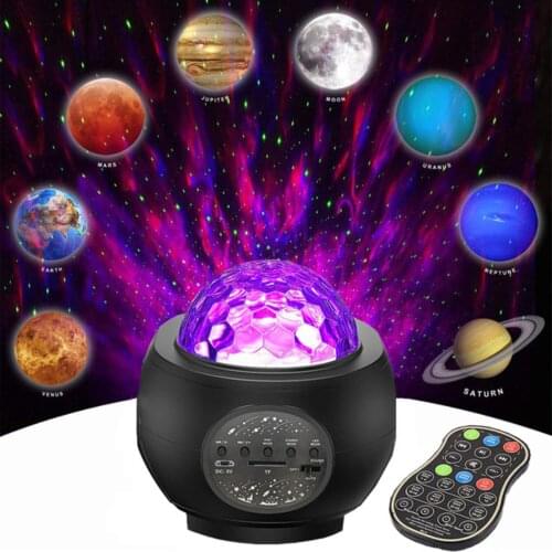 Galaxy Starry Sky Projector Night Stage Lights USB Music Speaker Star Disco Ball Romantic Projection Lamp Kids Christmas Gift
