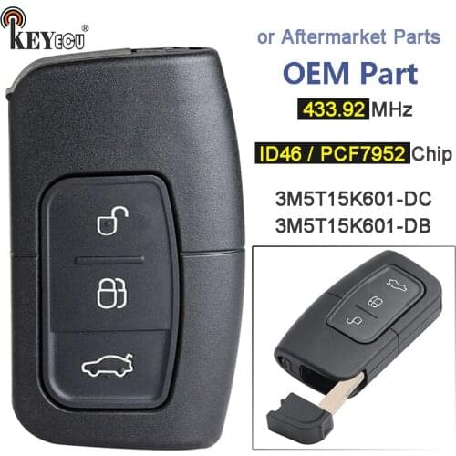 KEYECU 43.92MHz ID46 / PCF7952 Chip 3M5T15K601-DC / 3M5T15K601-DB Remote Key Fob for Ford C-Max Focus MK2 Kuga Mondeo Galaxy