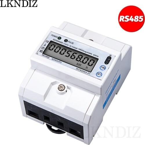 RS485 Multi functional Single Phase 5(100)A 230V AC Energy Meter Electric Consumption Meter Monitor DIN Rail with RS485 Modbus