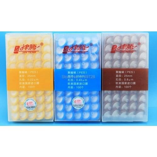 100pcs/lot Lab13mm 25mm material Nylon/PES/PTFE Millipore Membrane Filter Syringe filter o,22um/0.45um/0.8um for experiment