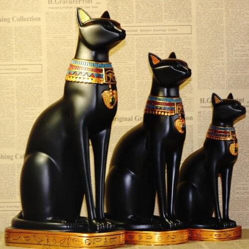 Egypt Style Moon Goddess Incarnation Cat God Figurine Resin Decor Collectible Cat Figurine