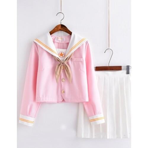 Sakura light pink Japanese school uniform skirt jk uniform class uniforms sailor suit college wind suit female students uniforms