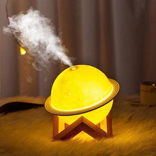 3D Moon Humidifier Lamp , LED Night Lamp, Touch Essential Oil Diffuser 200ml, USB Rechargeable, Childrens Room Decor, Office
