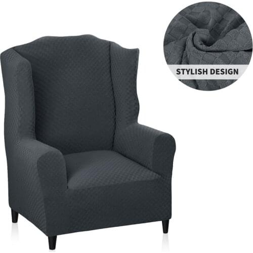 Jacquard Sloping Arm King Back Chair Cover Elastic Armchair Wingback Wing Sofa Back Chair Cover Stretch Protector Europe Style