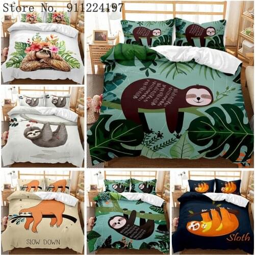 Animal Sloth Duvet Cover Set 3d Printing Comforter Bedding Set Cartoon Bedspread Microfiber Bedclothes Kids Adults Quilt Cover