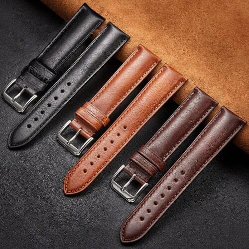 20mm 22mm Watch Band Genuine Leather Straps Watch Accessories High Quality Leather Watch Belt Strap Watchbands