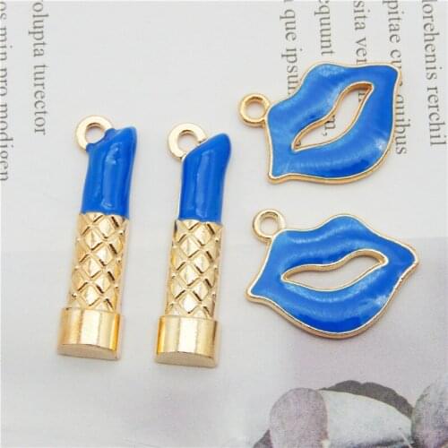 4pcs/lot Enamel Pendant Sex Lady Jewelry charms Necklace Earring Jewelry Making Mouth Lipstick Charm Handmade Keychain Jewelry