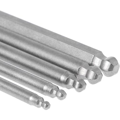 5 Pcs 1/4" Hex Shank 100mm Magnetic Ball End Hexagon Screwdriver Bits Drill Set Y5JA