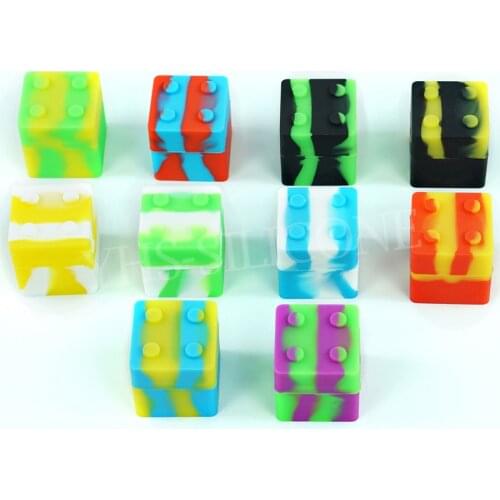5pcs 11ml Silicone Storage Container Non-stick Silicone Square Dab Box Reusable Herb Wax Storage Box for Candy Kitchen Gadget
